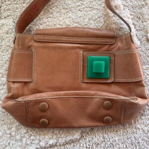 Orla Kiely Leather Crossbody Bag with Green Buckle